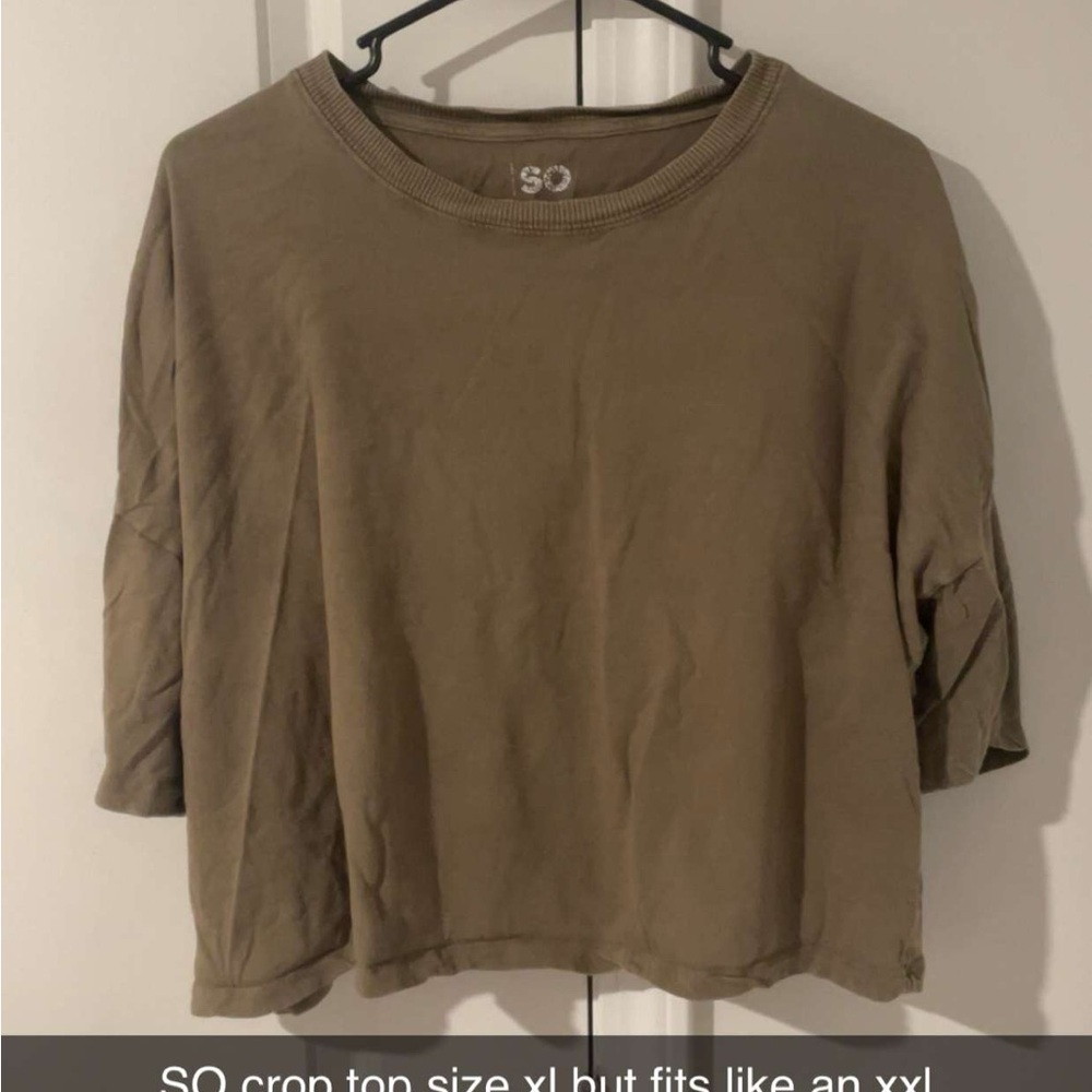 SO Olive Green Cropped Tee - Short Sleeve Crewneck